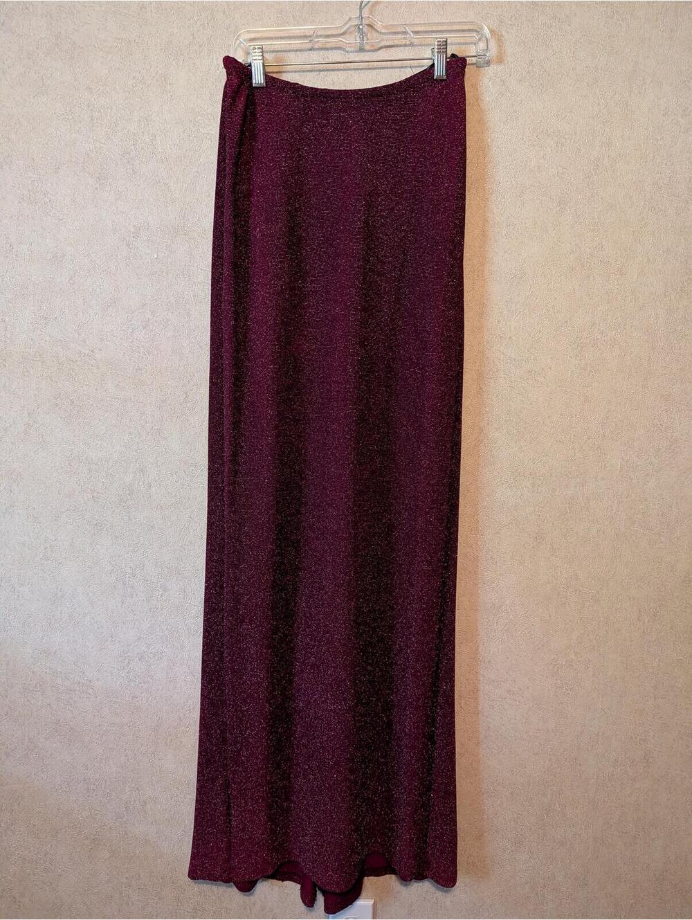 JESSICA MCCLINTOCK burgundy glitter maxi skirt sz M